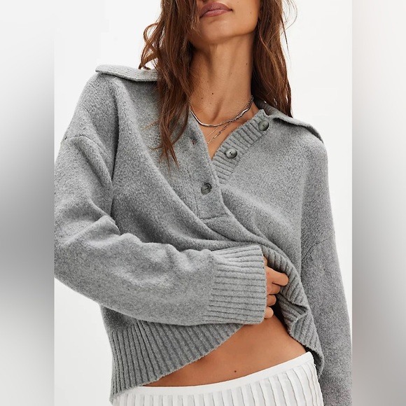 Free People Sweaters - NWOT Free People Trading up Polo Sweater